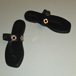 Chic Black Sandals with Gold Accents